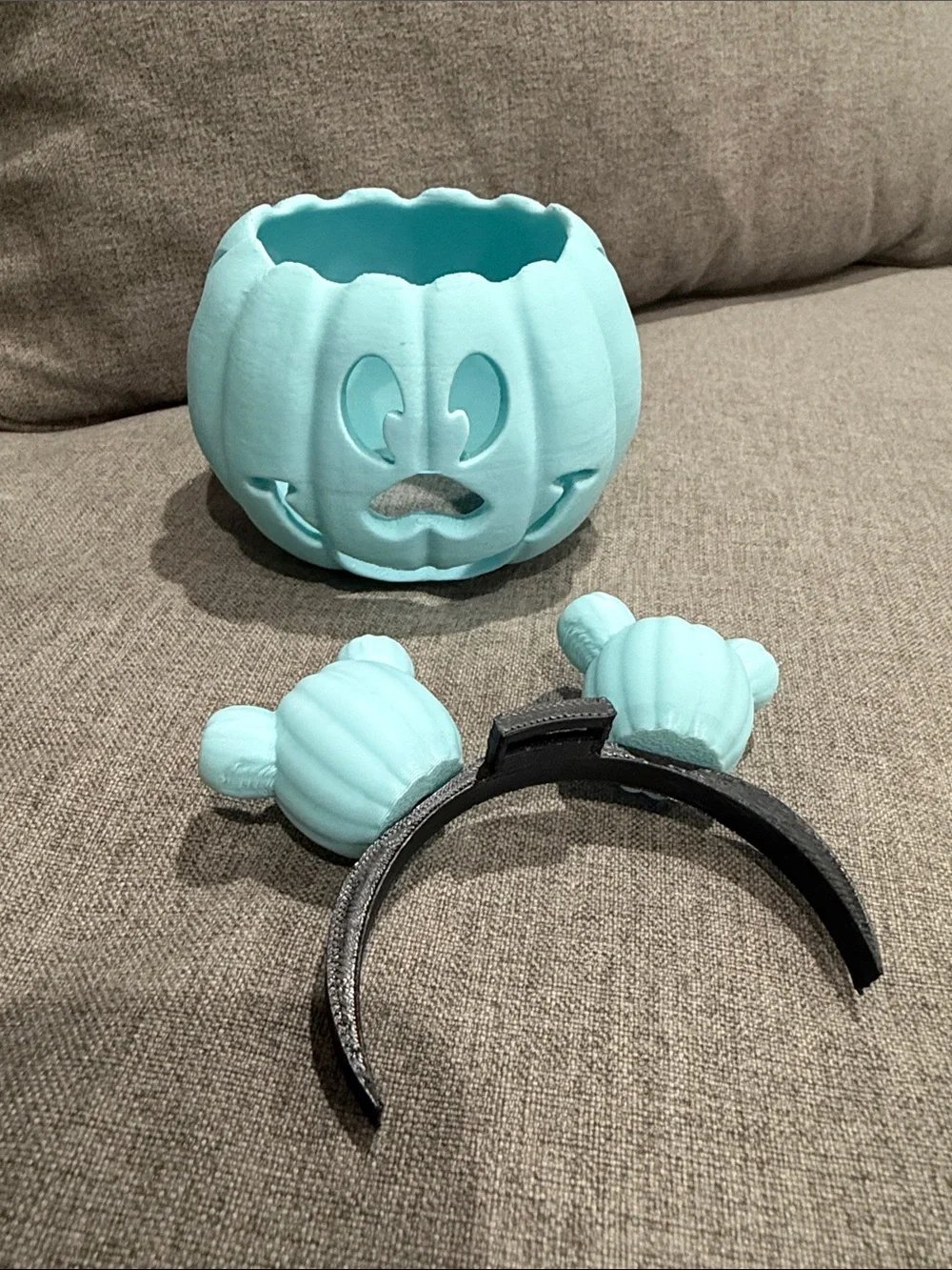 Labubu or XS Doll Pumpkin Headband and Pumpkin Outfit - Light Teal Costume